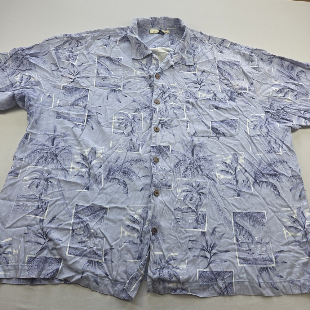 Tommy Bahama Blue All Over Beach Loud Colorful Floral Hawaiian Mens XXL Silk